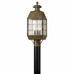 Budget 😉 Hinkley Lighting Hinkley Nantucket 3-Light Outdoor Post Mount In Aged Brass 🔔