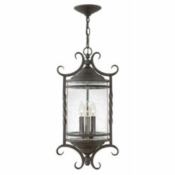 Best deal 🛒 Hinkley Lighting Hinkley Casa 3-Light Outdoor Pendant In Olde Black With Clear Seedy 🎁