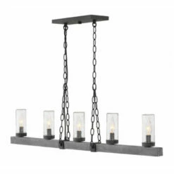 Best deal 💯 Hinkley Lighting Hinkley Sawyer 5-Light Outdoor Linear Chandelier In Aged Zinc 💯
