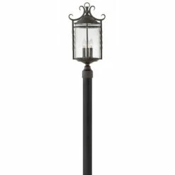 Discount 👍 Hinkley Lighting Hinkley Casa 3-Light Outdoor Post Mount In Olde Black With Clear Seedy ✔️
