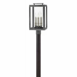 Best Pirce ⭐ Hinkley Lighting Hinkley Sutcliffe 3-Light Outdoor Post Mount In Aged Zinc 🧨