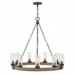 Outlet 😍 Hinkley Lighting Hinkley Sawyer 9-Light Outdoor Chandelier In Sequoia - Large 🛒