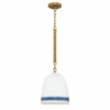 Outlet 🧨 Hinkley Lighting Hinkley Nash 1-Light Pendant In Heirloom Brass With Navy Stripe 🔔
