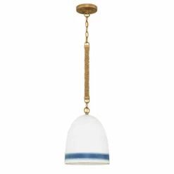 Outlet 🧨 Hinkley Lighting Hinkley Nash 1-Light Pendant In Heirloom Brass With Navy Stripe 🔔