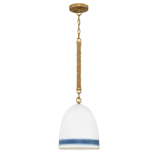 Outlet ๐งจ Hinkley Lighting Hinkley Nash 1-Light Pendant In Heirloom Brass With Navy Stripe ๐ 1 Outlet ๐งจ Hinkley Lighting Hinkley Nash 1-Light Pendant In Heirloom Brass With Navy Stripe ๐