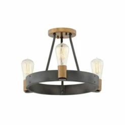 Outlet ✨ Hinkley Lighting Hinkley Silas 3-Light Semi-Flush Mount In Aged Zinc 🎁