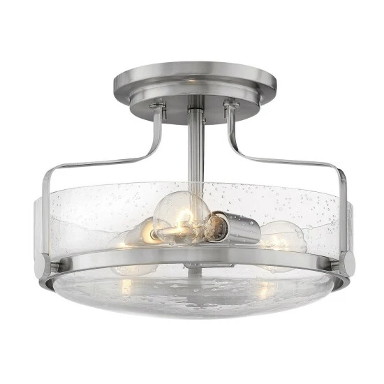 Hot Sale 🥰 Hinkley Lighting Hinkley Harper 3-Light Semi-Flush Mount In Brushed Nickel W/ Clear Seedy 🎉 2 Hot Sale 🥰 Hinkley Lighting Hinkley Harper 3-Light Semi-Flush Mount In Brushed Nickel W/ Clear Seedy 🎉 - Image 2