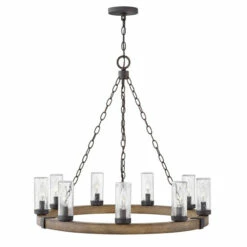 Best Pirce ❤️ Hinkley Lighting Hinkley Sawyer 9-Light Outdoor Chandelier In Sequoia 🎁