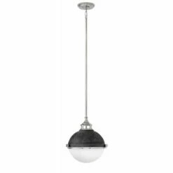 Outlet 😍 Hinkley Lighting Hinkley Fletcher 2-Light Pendant In Aged Zinc With Polished Nickel 🎉