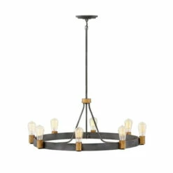 Hot Sale 😀 Hinkley Lighting Hinkley Silas 9-Light Chandelier In Aged Zinc 🛒