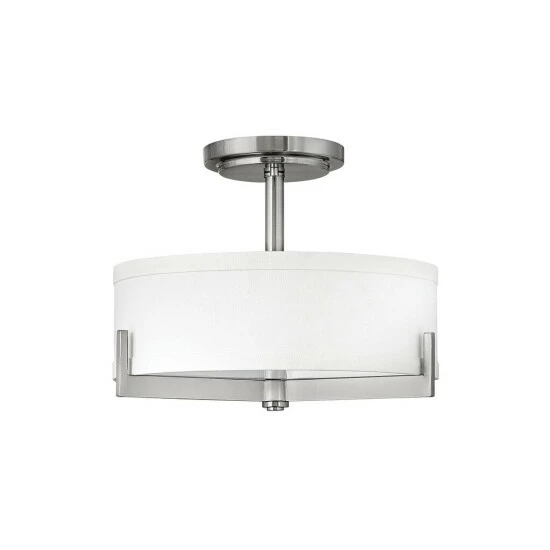 New 🔔 Hinkley Lighting Hinkley Hayes 3-Light Semi-Flush Mount In Brushed Nickel ❤️ 1 New 🔔 Hinkley Lighting Hinkley Hayes 3-Light Semi-Flush Mount In Brushed Nickel ❤️