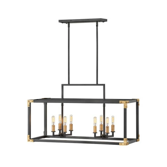 Outlet ❤️ Hinkley Lighting Hinkley Louis 8-Light Chandelier In Satin Black - Large ⭐ 1 Outlet ❤️ Hinkley Lighting Hinkley Louis 8-Light Chandelier In Satin Black - Large ⭐