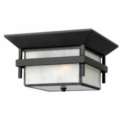New 👍 Hinkley Lighting Hinkley Harbor LED Outdoor Flush Mount In Satin Black 💯